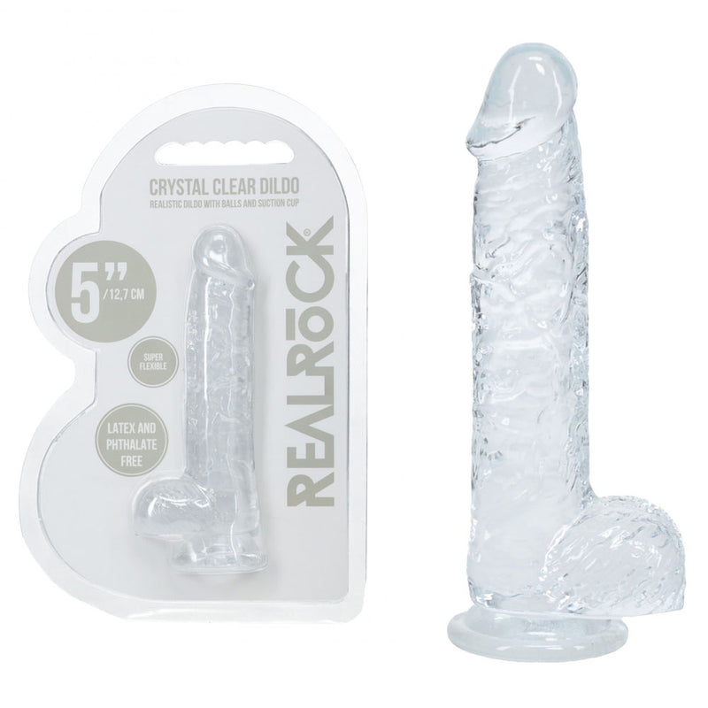 REALROCK 5'' Crystal  Dildo with Balls -  -  14.7 cm Dong - Just for you desires