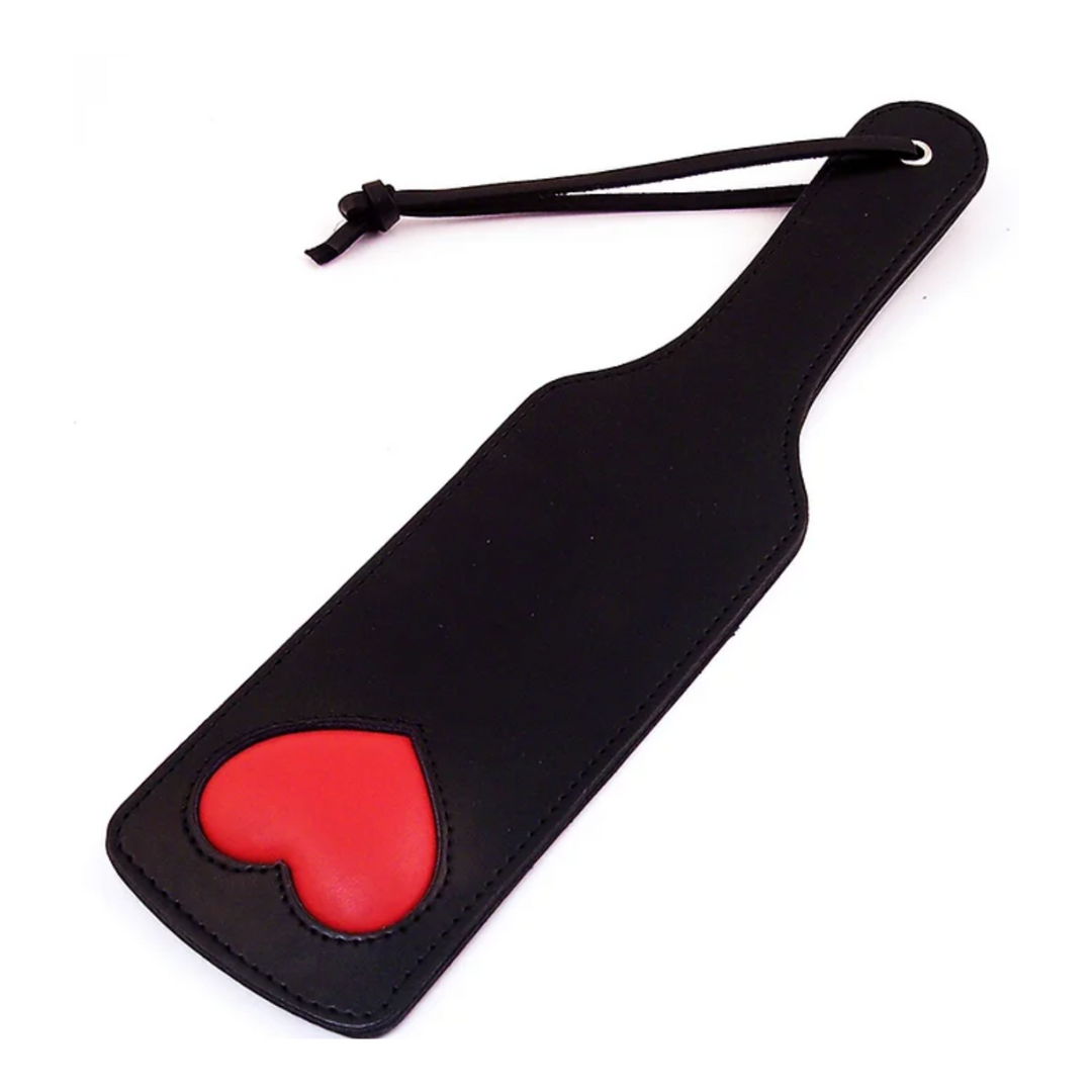 Rouge Leather Paddle Black With Red Hearts - Just for you desires