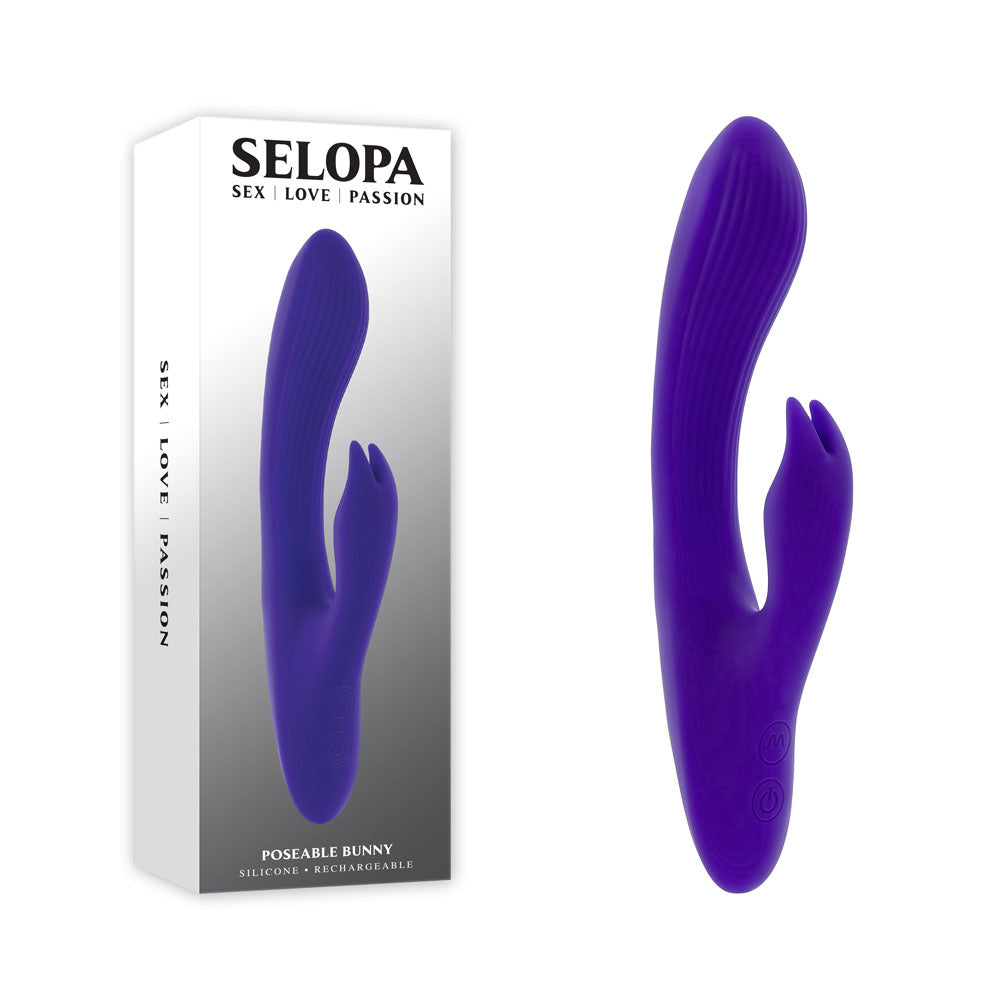 Selopa POSEABLE BUNNY - Purple 21 cm USB Rechargeable Poseable Rabbit Vibrator - Just for you desires