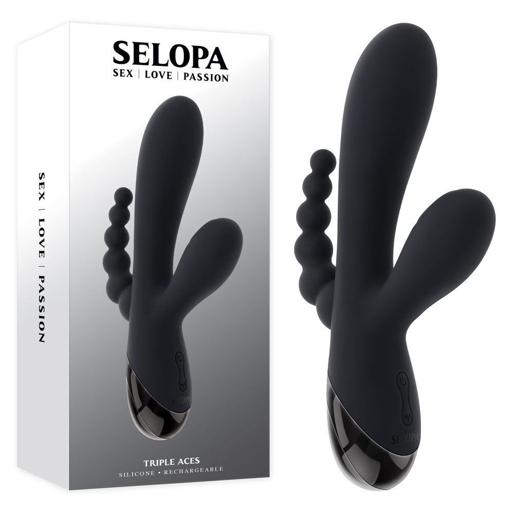 Selopa TRIPLE ACES -  19.7 cm USB Rechargeable Triple Stimulator Vibrator - Just for you desires