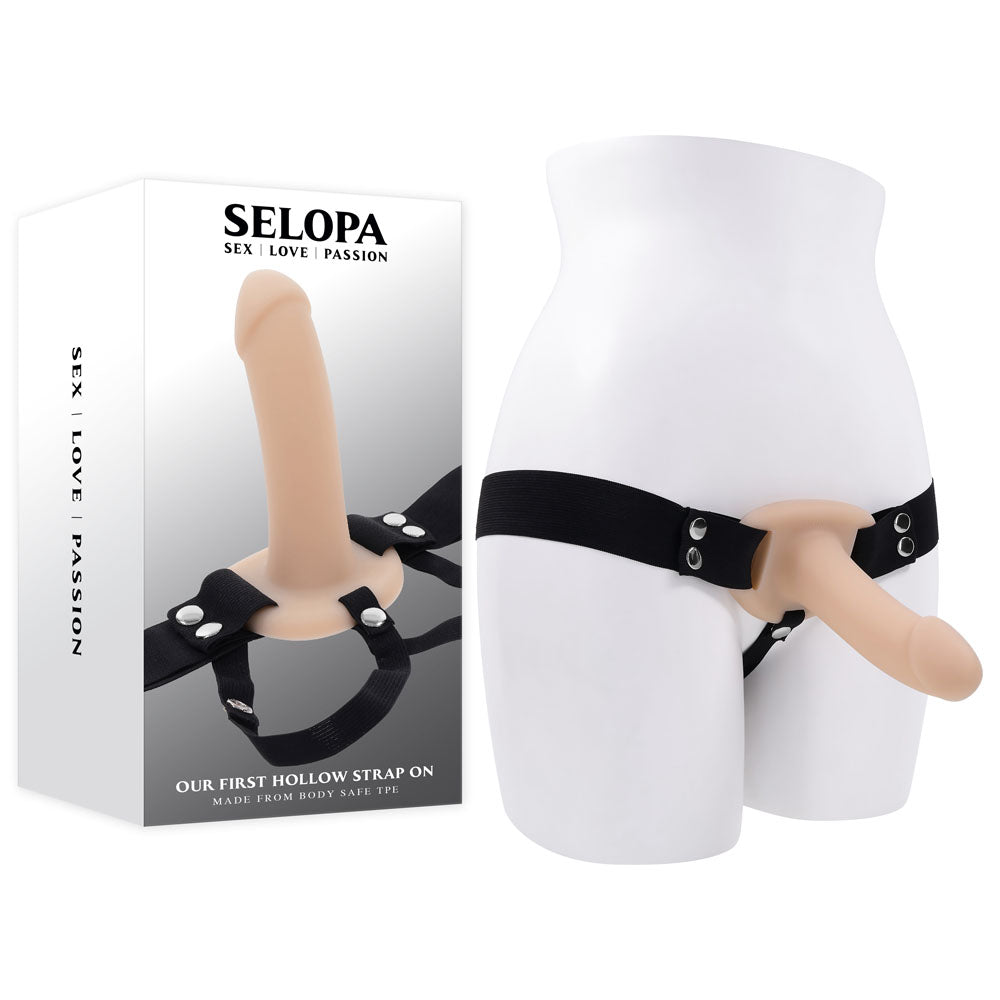 Selopa OUR FIRST HOLLOW STRAP ON LIGHT - Flesh 16.3 cm Hollow Strap-On - Just for you desires