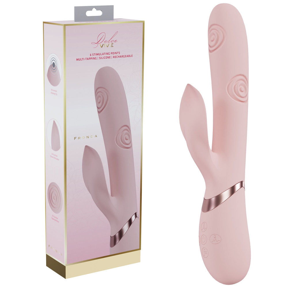 VIVE Fronda - Pink - Pink 25 cm USB Rechargeable Tapping Rabbit Vibrator - Just for you desires