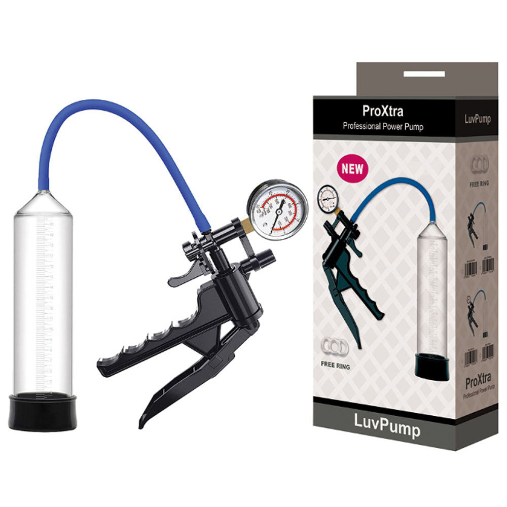 LuvPump ProXtra Professional Gauge Power Pump - Clear Penis Pump with Pressure Gauge - Just for you desires