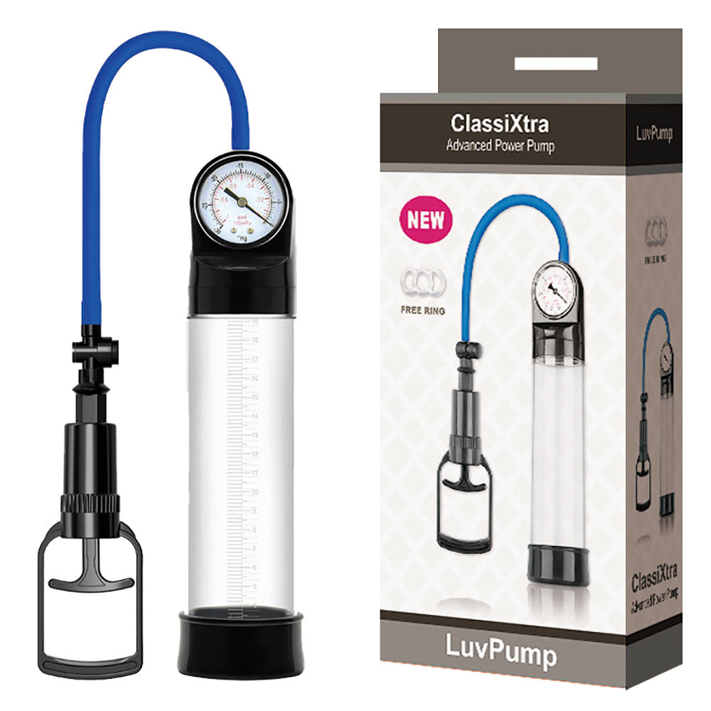 LuvPump ClassiXtra Advanced Power Pump - Clear Penis Pump with Pressure Gauge - Just for you desires