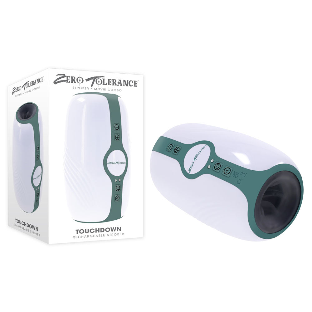 Zero Tolerance TOUCHDOWN - White 15 cm USB Rechargeable Vibrating & Tightening Stroker - Just for you desires