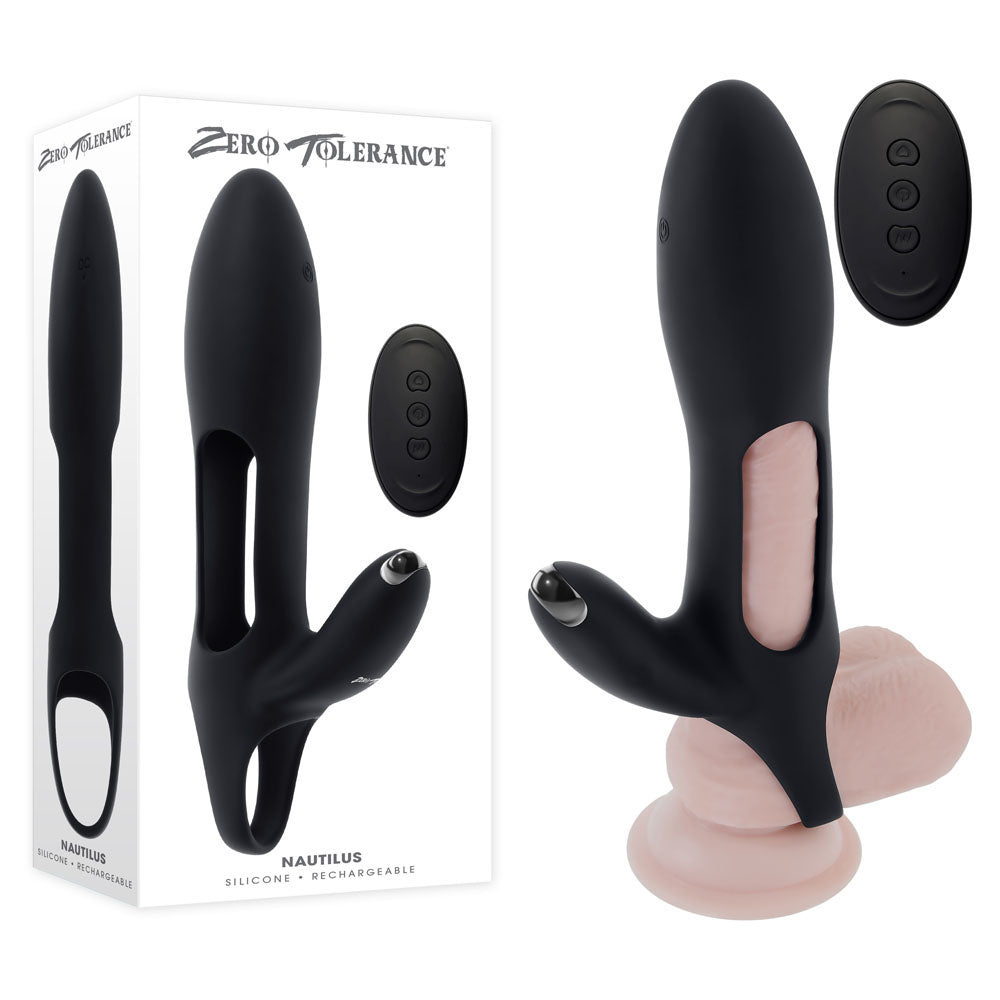 Zero Tolerance NAUTILUS - Black USB Rechargeable Vibrating Penis Extender Sleeve - Just for you desires