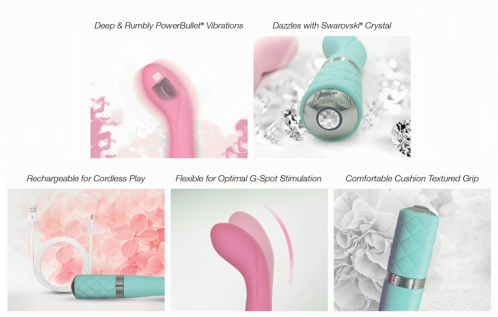 Pillow Talk Sassy G Spot With Swarovski Crystal Teal - Just for you desires