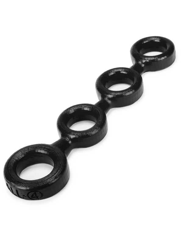 4-Ball Cockring W/3 Ballstretcher O/S Black - Just for you desires