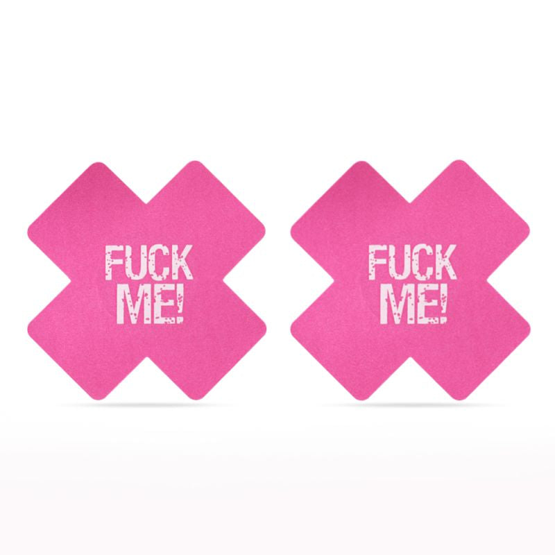 FUCK ME Cross Pattern Nipple Pasties Twin Pack - Just for you desires