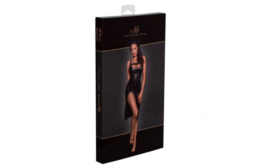 Power Wetlook  Midi Dress w Front Zipper - Just for you desires