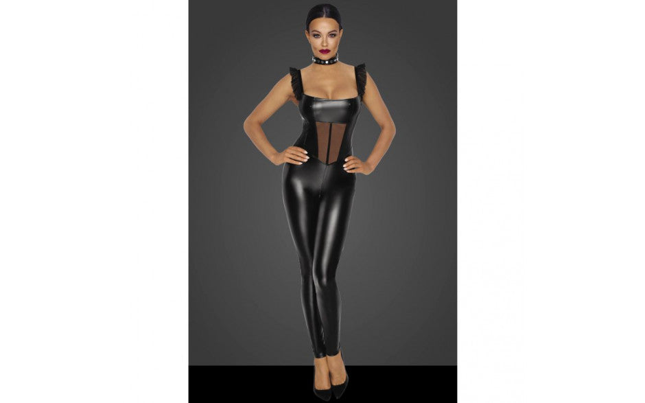 Power Wetlook Overall w Tulle Panel - Just for you desires