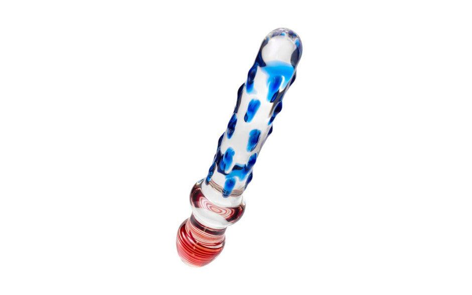 Sexus Glass Dildo Blue/Red 20 cm - Just for you desires