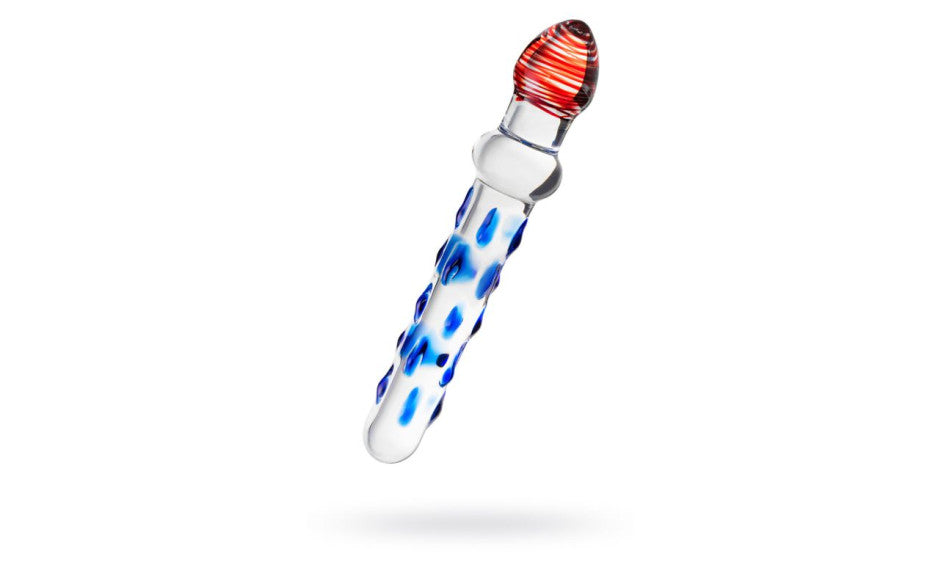 Sexus Glass Dildo Blue/Red 20 cm - Just for you desires