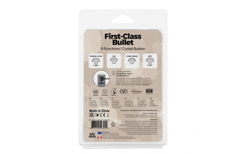 Power Bullet First Class Rechargeable Bulllet w Crystal Gun Metal - Just for you desires