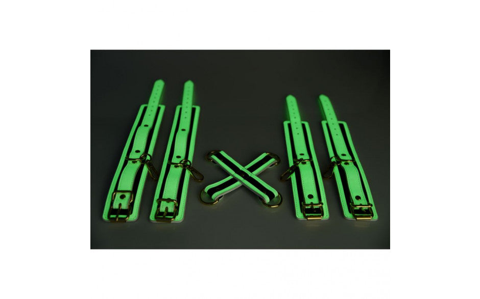 Kink In the Dark Glowing Hog Tie Set Flouro Green - Just for you desires