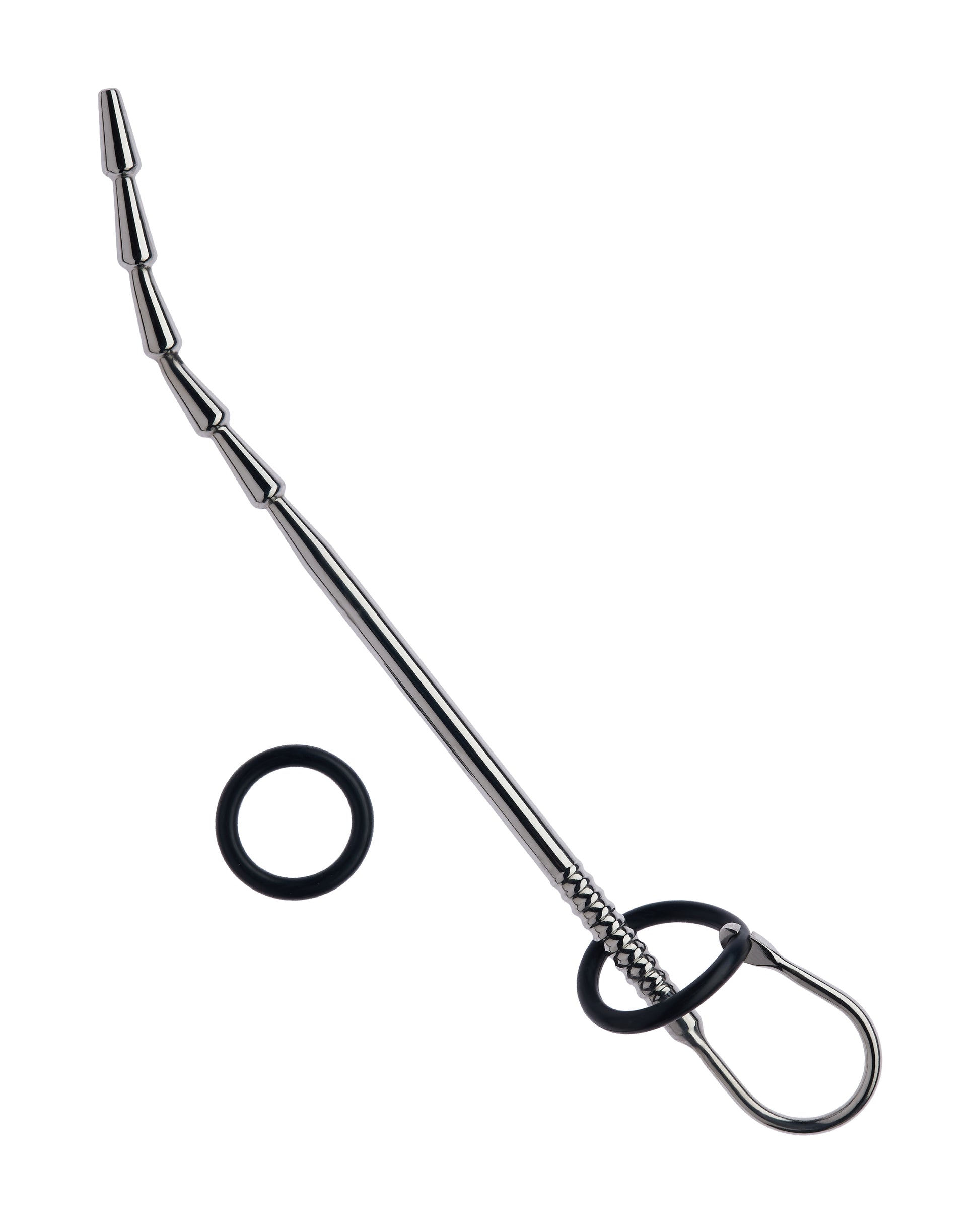 232121 - Kinki Range Steel Beaded Penis Plug With Silicone Ring - 10.8 Inch - Just for you desires