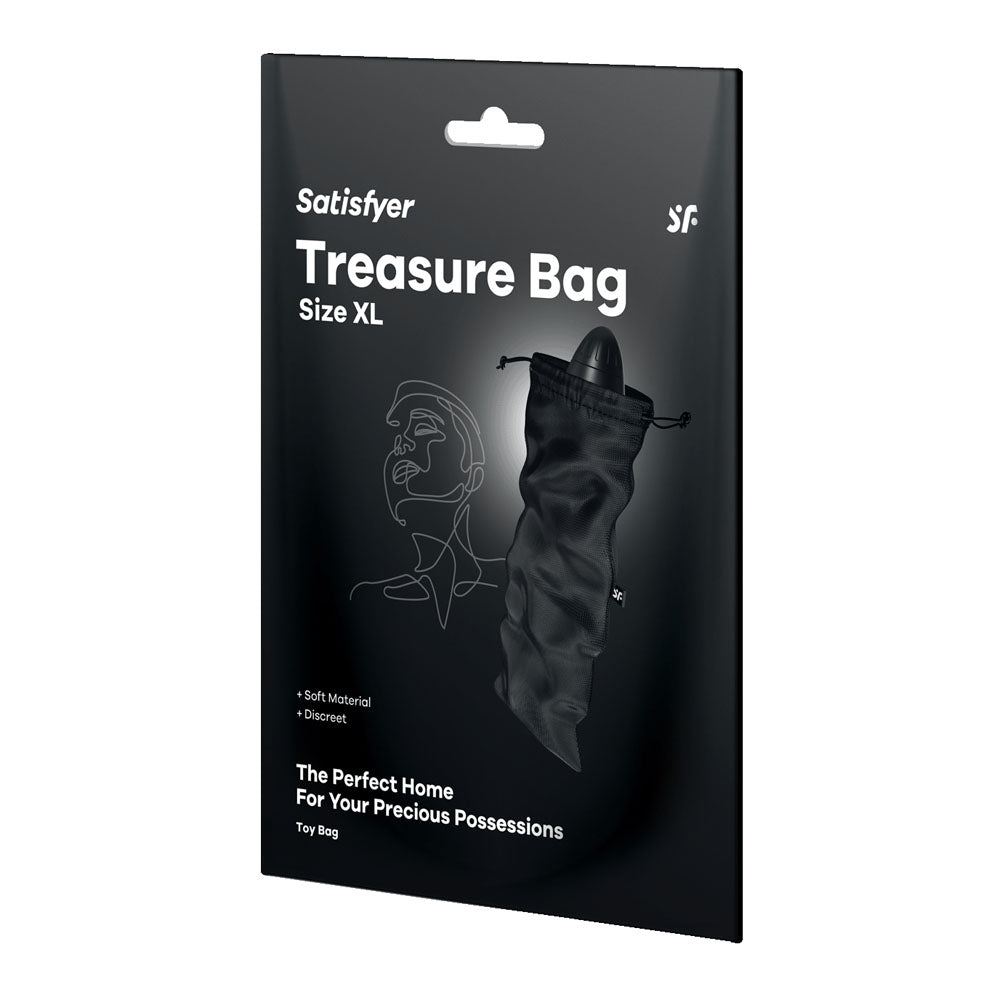 Satisfyer Treasure Bag XLarge - Black - Black XL Toy Storage Bag - Just for you desires