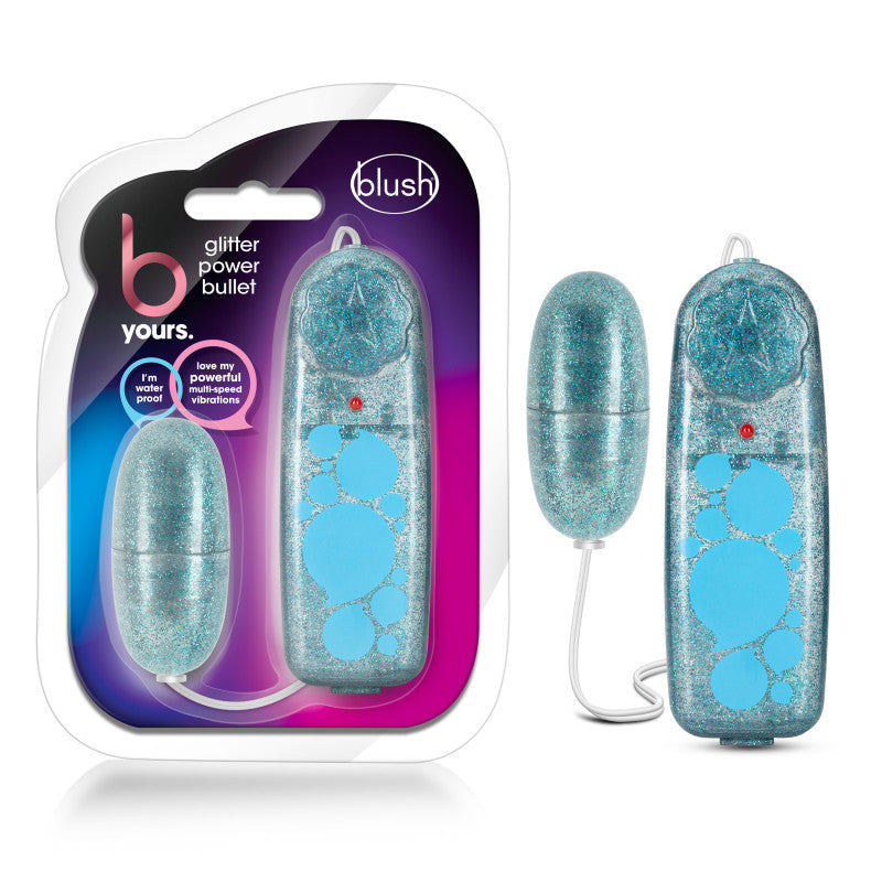 B Yours Glitter Power Bullet - Blue - Glitter Blue 5.5 cm Bullet - Just for you desires