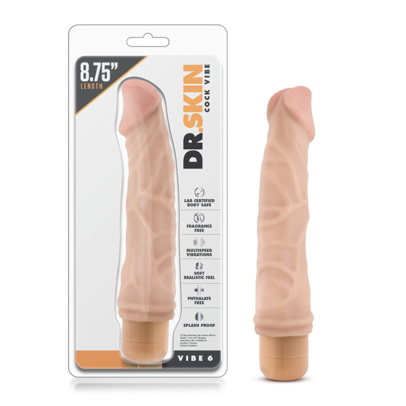 Dr. Skin Cock Vibe 6 - 8.5'' Cock - Flesh 21.6 cm Vibrating Dong - Just for you desires