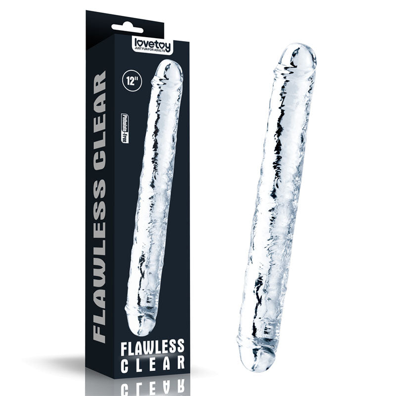 Flawless Clear Double Dildo 12'' - Clear 30 cm Double Dong - Just for you desires