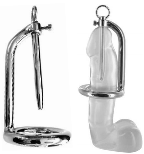 Stainless Steel 45 Mm Chastity Ring With Urethral Stick - Just for you desires