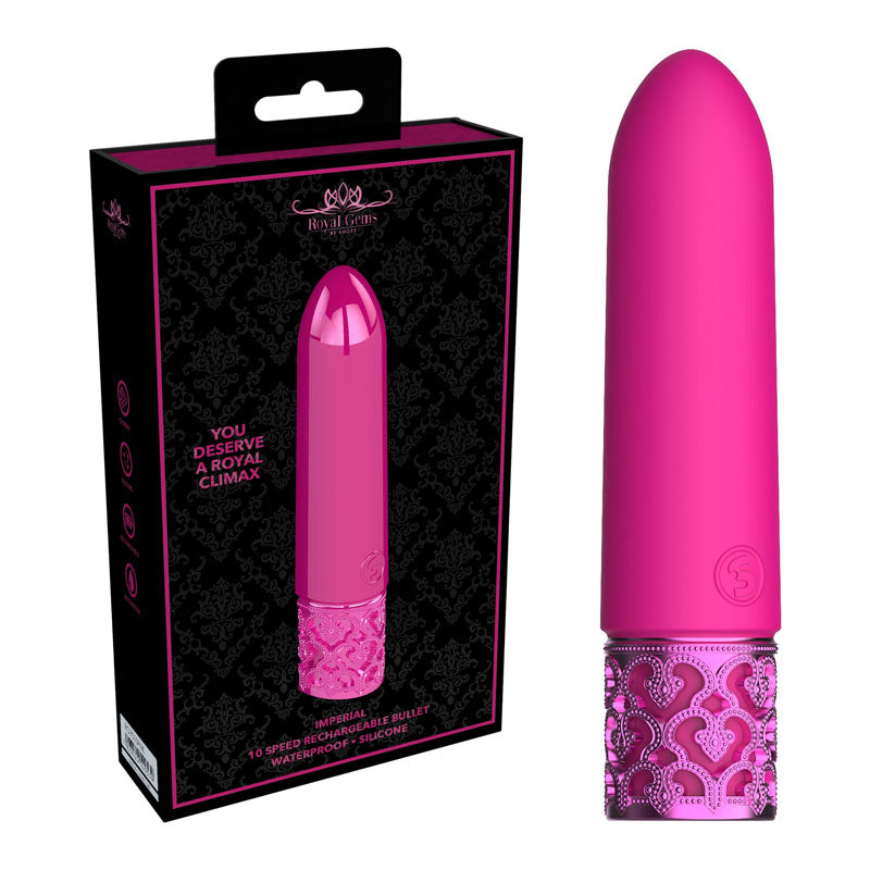 ROYAL GEMS Imperial - Silicone Rechargeable Bullet - Pink 10 cm USB Rechargeable Bullet - Just for you desires