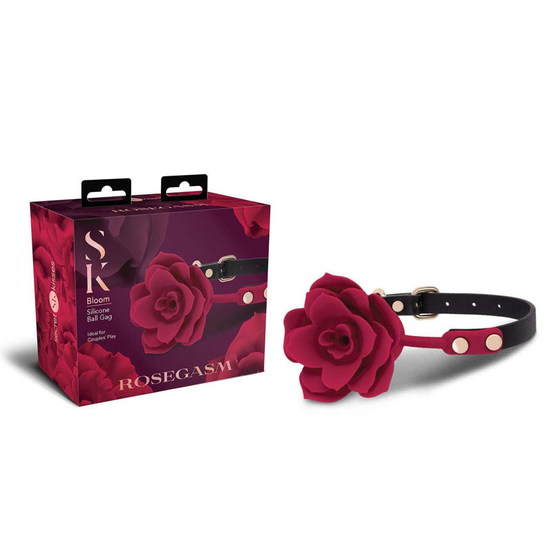 Secret Kisses ROSEGASM BLOOM SILICONE GAG - Rose Red Mouth Restraint - Just for you desires